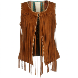 Châle en cuir marron pour femme, long, sans manches, effet velours texturé, à porter toute l'année au quotidien - Product Image 1