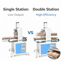 Presse à chaud pneumatique à double table coulissante 9KW, équipement de lamination industriel pour usine de soutiens-gorge sans couture