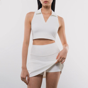 Jupe de <span class=keywords><strong>tennis</strong></span> taille haute pour femmes avec logo personnalisé <span class=keywords><strong>Short</strong></span> respirant en nylon souple extensible avec poches latérales pour joueuses de <span class=keywords><strong>tennis</strong></span> - Product Image 2