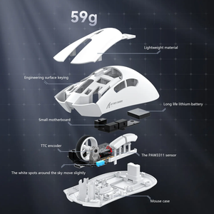 Attack Shark R1 55g Lightweight Triple-Mode Gaming <b>Mouse</b>, PAW3311 Sensor 18K DPI RGB Wireless/Wired - Product Image 5
