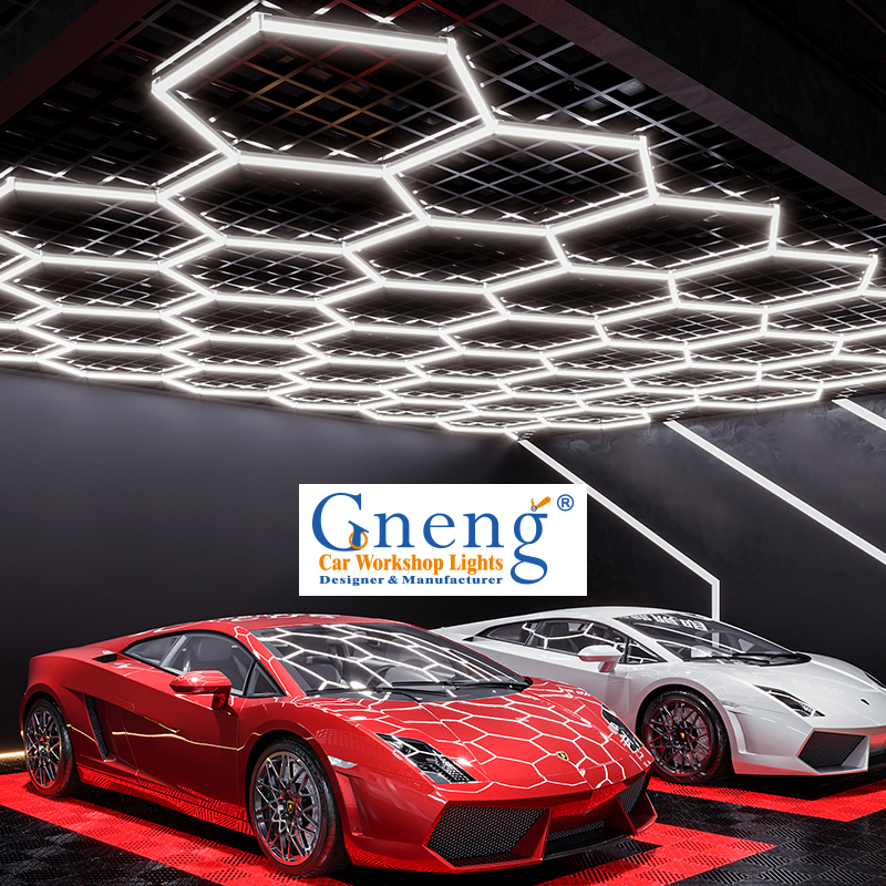 洗車ワークショップショールーム六角形LED照明モダンディテール