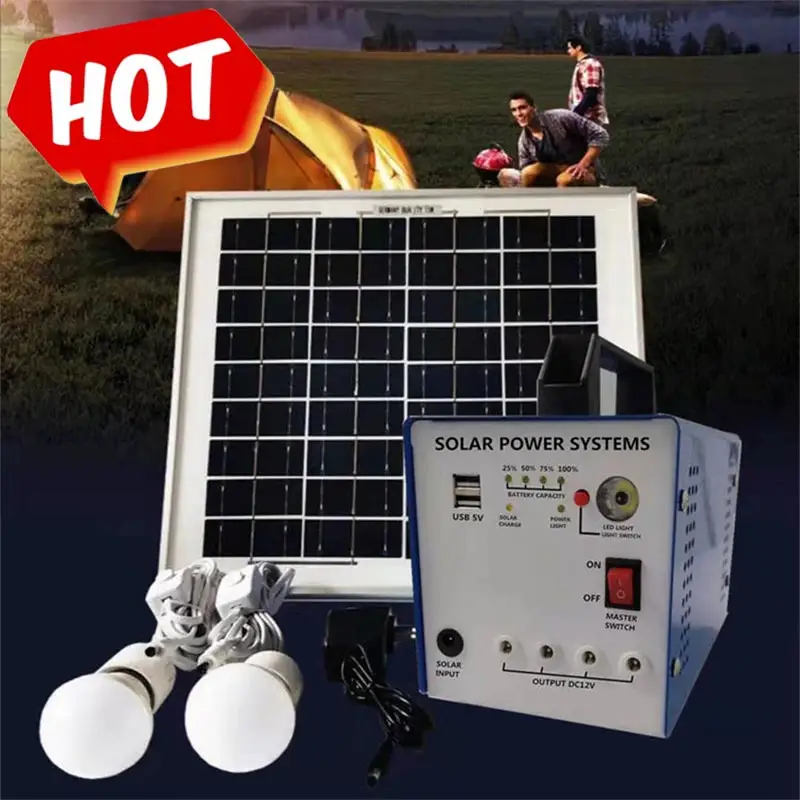 15w 20w 30w Mini Solar Panel Generator System Home Portable Solar System With Light Bulb