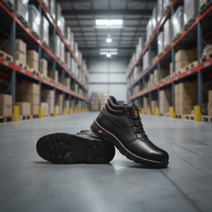 Chaussures de sécurité industrielles en cuir véritable pour hommes, design à lacets durable, semelle robuste, ajustement confortable, chaussures de travail quotidiennes - Product Image 1