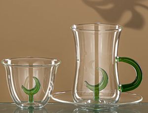 사용자 정의 손으로 날려 붕규산염 3D 문 디자인 유리 찻잔 세트 플레이트와 창조적 인 멋진 유리 커피 컵 - Product Image 2