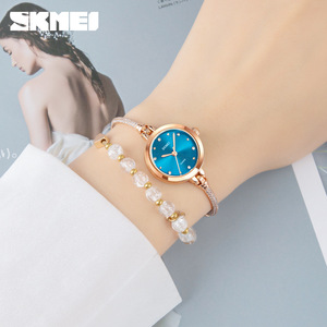 Skmei Women's Quartz Watch Rose Gold <b>Red</b> Dial Diamond <b>Bracelet</b> Watch 30M Waterproof Analog Display Model 1805 - Product Image 3