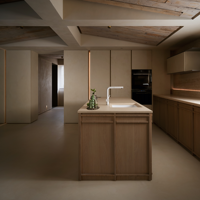 Meuble îlot de cuisine minimaliste en bois massif écologique Ensemble complet de cuisine meuble pour maison résidence