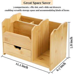 מארגן שולחן עבודה רב תכליתי מבמבוק, מארגן שולחן מודרני, אביזרי משרד מבמבוק, מארגן שולחן - Product Image 3