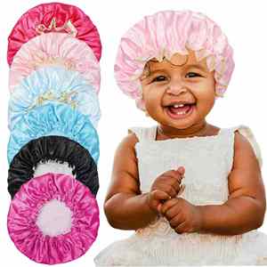 Gorros de Satén Suaves y Bonitos con Forro de PEVA, Ajustables, para Baño, con Logotipo Personalizado, Impermeables, para Mujeres y Bebés - Product Image 4
