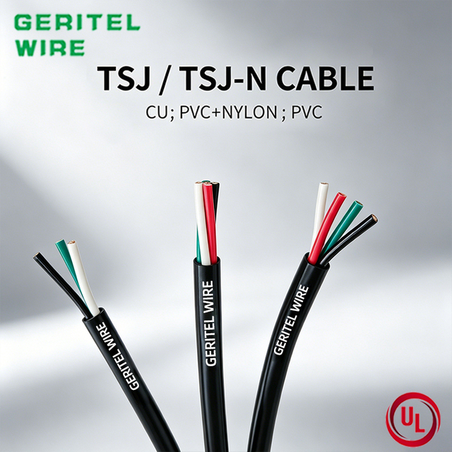 GERITEL WIRE Factory Price UL62/UL83 Standard 600V Copper Stranded PVC+Nylon Insulation PVC Sheath TSJ Cable 2x12awg 3x12awg
