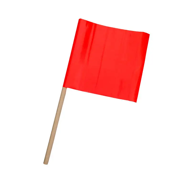 G PVC Fluoro Flags on Dowel Safety Hand Warning With Wooden Pole Traffic Roadway Safety Notice Flag