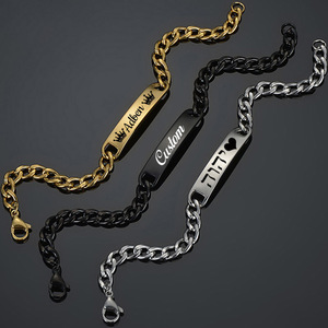 Bracelet en acier inoxydable personnalisé rectangulaire de Zhongzhe Jewelry, peut être gravé au laser, logo DIY, cadeaux de Noël, bracelet pour <span class=keywords><strong>couple</strong></span> - Product Image 1