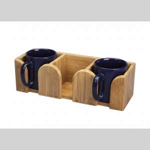 Juego de bandejas de madera para bebidas, organizador de bebidas de madera maciza sostenible para decoración de cafeterías y restaurantes - Product Image 1