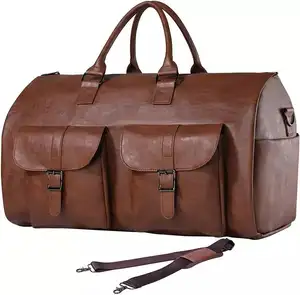 Bolsa de vestuário personalizada à prova d' água, bolsa de couro duffle masculina de viagem