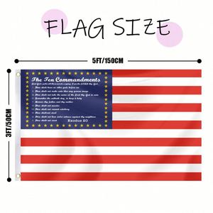 The Ten Commandments <b>Flag</b> 3x5 Ft with Brightly Colored Brass Grommets 100D Polyester Outside Banner Decor - Product Image 5