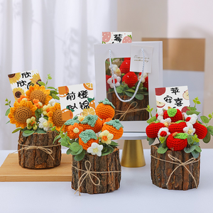 Ramo <span class=keywords><strong>de</strong></span> Girasoles y Rosas <span class=keywords><strong>de</strong></span> Lana Tejida a Mano al por Mayor <span class=keywords><strong>de</strong></span> Fábrica, Decoración para el Día del Maestro, Regalo para Maestros, Maceta <span class=keywords><strong>de</strong></span> Ganchillo - Product Image 5