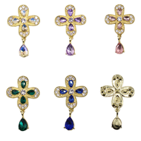 Nouveau trèfle bijoux à bricoler soi-même accessoires goutte d'eau pendentif alliage verre pierres précieuses incrusté diamants croix cheveux vêtements accessoires