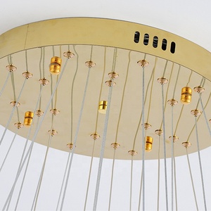 Moderno ajustable forma grande <span class=keywords><strong>de</strong></span> lujo LED decorativo largo <span class=keywords><strong>escalera</strong></span> anillo cristal candelabro colgante luz para sala <span class=keywords><strong>de</strong></span> estar Hotel - Product Image 5