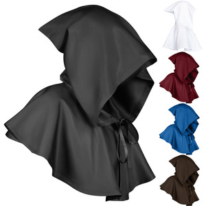 Jubah pendek Punk uniseks penyihir bertudung jubah penyihir Cape untuk pesta bertema Cosplay Gotik mode kostum Pria Wanita - Product Image 1