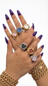 Retro Irregular <strong>Watch</strong> <strong>Ring</strong> Jewelry Gold Plated Rhinestone Decorated Quartz Finger <strong>Watch</strong> for Party Daily Wear - Product Image 2