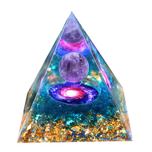 <b>Crystal</b> <b>Chip</b> Pyramid Resin Epoxy Craft Desktop Ornament Blue Glazed Whirlwind Home Decoration Collectible Gift - Product Image 5