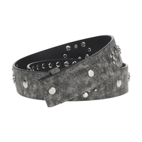 Ceinture en cuir PU gris vieilli à rivets tête de mort gothique pour grossistes, commande en gros