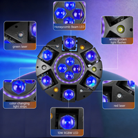 Lampe de scène DJ à tête mobile 6 bras effet œil d'abeille, anneau halo RGB, contrôle DMX et vocal, en promotion depuis l'entrepôt européen