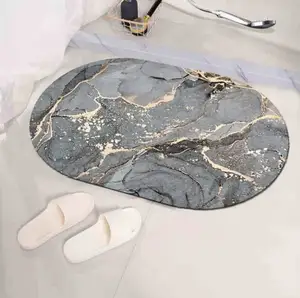 New Marble Design Super Absorbent Quick Drying Soft Diatomaceous Earth Bath Mat Diatomite Stone Bath Mats