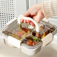 Voedselveilige roestvrijstalen lunchbox, draagbare bentobox met grote capaciteit en handvat, lekvrije fruitcontainer voor picknick