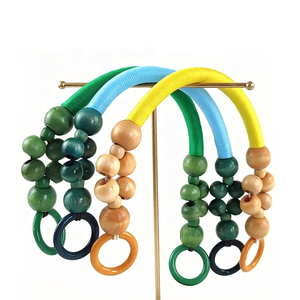 Correa de cuerda de cuentas de madera <span class=keywords><strong>para</strong></span> mujer, 10 colores, <span class=keywords><strong>Asa</strong></span> de madera, cuentas envueltas, cinturón de hombro de ganchillo, mango de bolsa de repuesto DIY - Product Image 1