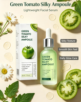 Serum Ampul Silky Tomat Hijau OEM 30mL PHA Kolagen Bunga Daisy Serum Wajah Menghaluskan Tekstur Kulit Menghaluskan Wajah