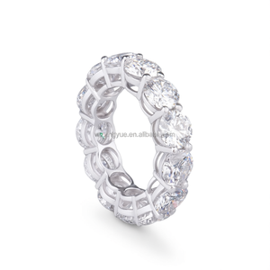 Anillo de Tenis Minimalista con Moissanita de Corte Brillante, Estilo Hiphop, Chapado en Oro Blanco, Engaste de Garras, Plata 925, Unisex, Certificado GRA - Product Image 1