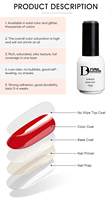 Base coat en fibres transparente, non toxique, gel liquide flexible, échantillon gratuit, base gel vernis à ongles, gel vernis à ongles soak-off