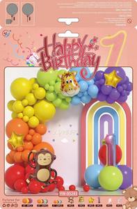 Arco de guirnalda de globos de látex de color arcoíris con <span class=keywords><strong>mono</strong></span> de jirafa Estrella 1 globos de papel de aluminio para bebé ONE 2nd 3rd decoración de fiesta de cumpleaños - Product Image 6