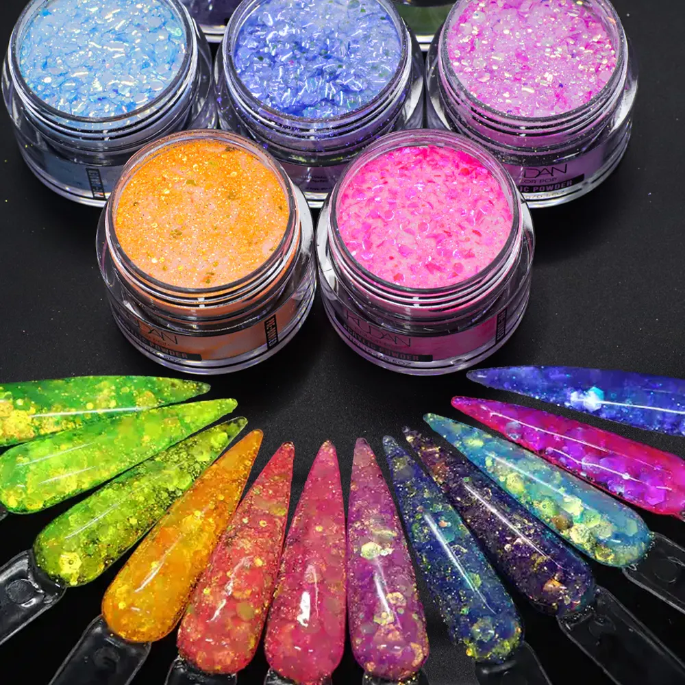 15g Bottled Glitter Color Acrylic Crystal Powder Extends Factory Wholesale Acrylic Powder