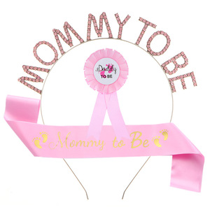 Nouvelle mode maman à être bandeau bandoulière étiquette ceinture bébé douche cadeau ensemble nouveau-né fête fournitures - Product Image 5