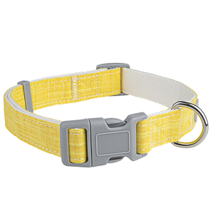 Eco Friendly Bamboo Fiber Hemp Fabric Webbing D Ring Metal Clip Buckle Soft Padded Dog Collar For Big Small Dog
