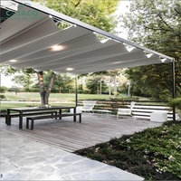 Pergola pliante en aluminium avec toit rétractable motorisé intelligent en tissu imperméable, abri solaire pour patio extérieur