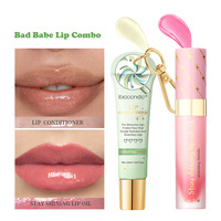 Set de Labiales Bad Babe: Brillo Labial Transparente Mineral Frutal Esmerilado con Llavero, Hidratante y Voluminizador de Larga Duración