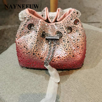 Shenglu Modische Marken-Handtasche mit Vulkanstein-Effekt, Farbverlauf, Strass-Quasten und Kettenriemen für Damen
