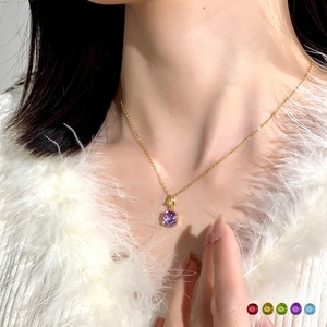 Collar de Plata de Ley 925 Personalizado con Cuentas, Cristales Naturales Tallados en Hielo, Colgante con Corte Princesa, Cadena Cruzada Minimalista - Product Image 3