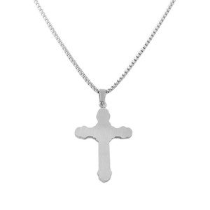 Stainless Steel <b>Cross</b> Pendant With Gold Inlay And Crystal Accents For Men's Necklace Geometric Design 120150 - Product Image 2