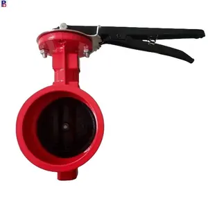 ductile iron grooved butterfly valve with gear worm dn300 pn16 grooved butterfly valve