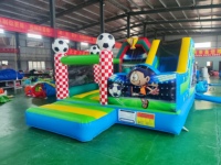 Château gonflable en PVC couleur macaron personnalisé QY Factory, combinaison toboggan et piscine, 5x4x3M, usage commercial, parc d'aventure