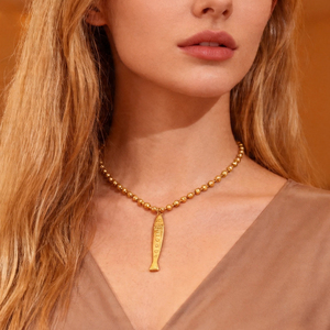 สร้อยคอจี้รูปปลาทะเลแบบมินิมอล <span class=keywords><strong>MSX</strong></span> Hypoallergenic สแตนเลสสตีลเคลือบ PVD ทอง 18K พร้อมลูกปัดและโซ่สำหรับเครื่องประดับกันน้ำ - Product Image 2