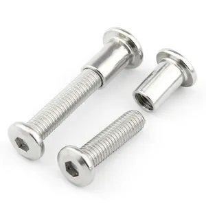 stainless steel 304 flat hex double cap rivet screw male female bolt for furniture