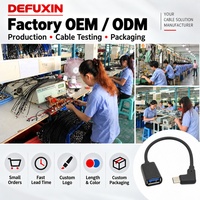 DEFUXIN Adaptor OTG USB C ke USB 3.0 Female Bentuk L 20cm 5Gbps Kabel Pendek Tipe-C Sudut Kanan untuk Mouse Gamepad