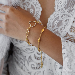 Pulsera de Cadena con Corte Marquesa, Chapada en Oro, Acero Inoxidable, Joyería Unisex, Regalo, Accesorio de Moda - Product Image 2