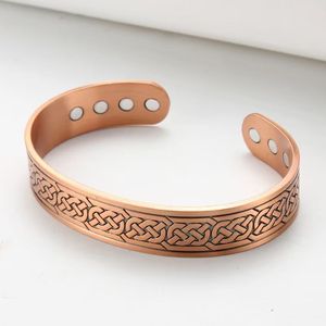 سوار مغناطيسي قابل للتعديل مطلي بالنحاس الأحمر من جيه كيه للرجال، مجوهرات عصرية للشفاء بالطاقة ومناسبة للذكرى السنوية - Product Image 3