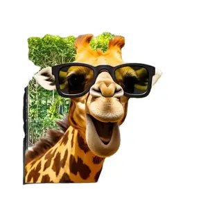 재미있는 동물 창 스티커, 기린은 선글라스 패턴, 침실 홈 장식 창 스티커를 착용