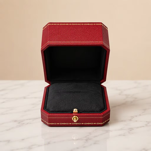 Estuche Rectangular Rojo para Reloj, Caja de Cuero Sintético con Interior de Gamuza Sintética, Cierre a Presión, Almacenamiento Protector para Relojes de Lujo - Product Image 5